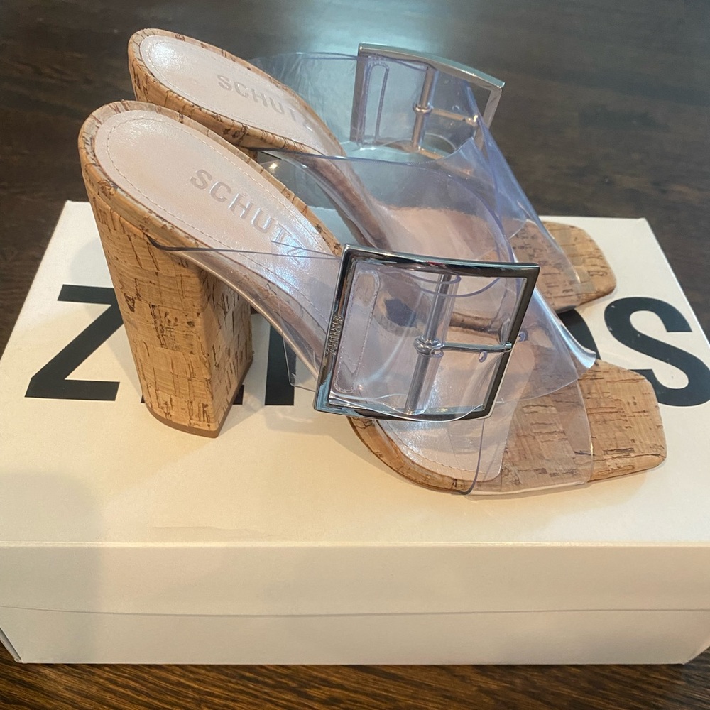Schulz 4 inch heels transparent w buckle